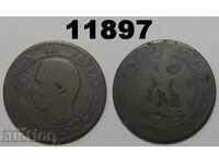Rare France 10 centimeter 1857 W coin
