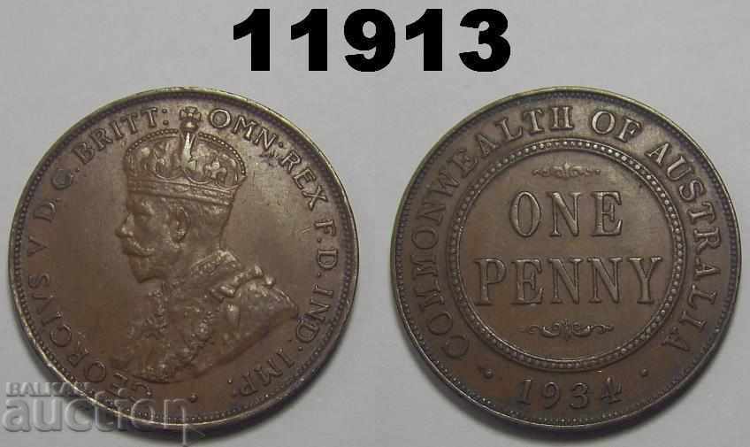 Австралия 1 пени 1934 AUNC монета