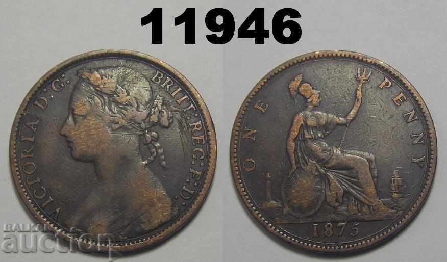 Великобритания 1 пени 1875 монета