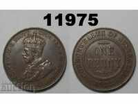 Австралия 1 пени 1922 AU кафява монета