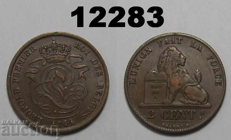 Βέλγιο 2 εκατοστά 1844 VF + Σπάνιο νόμισμα