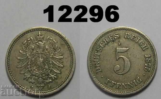 Германия 5 пфенига 1875 J монета