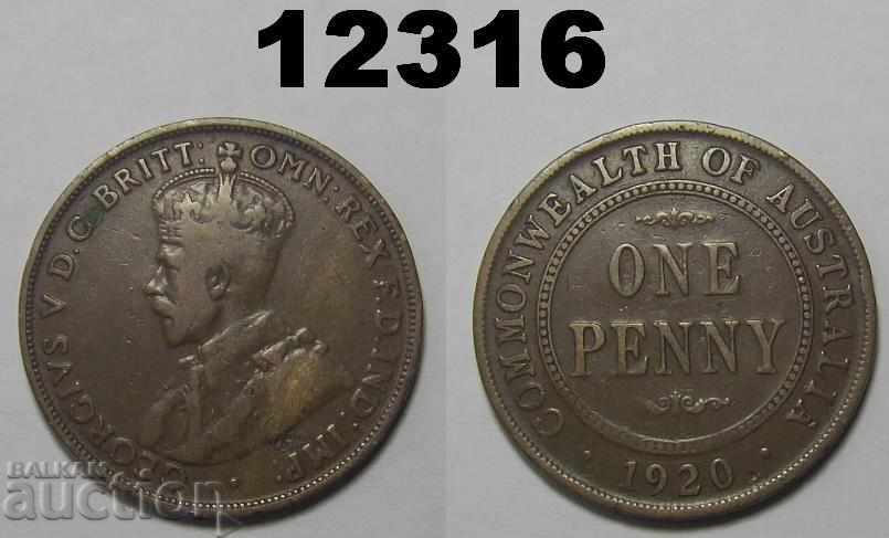 Rare! Point Up Australia 1 penny 1920 coin