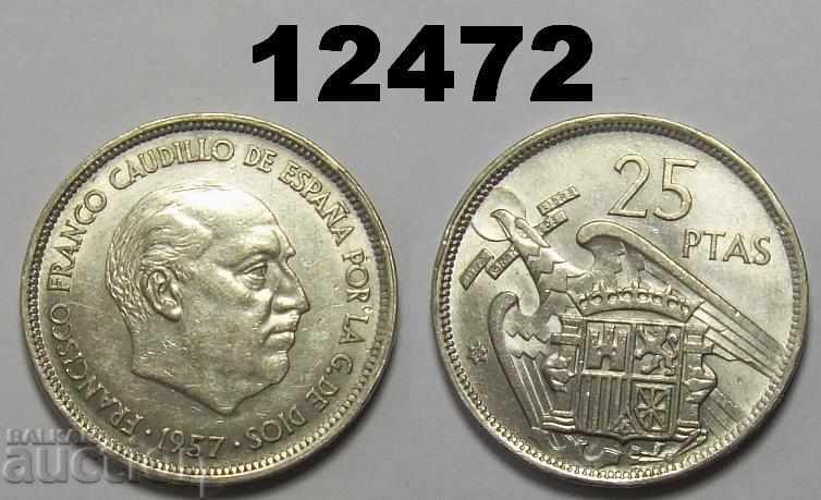 Spain 25 pesetas 1957/58 coin