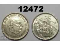 Испания 25 песети 1957/58 монета
