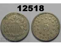 US 5 cents 1869 rare aVF coin