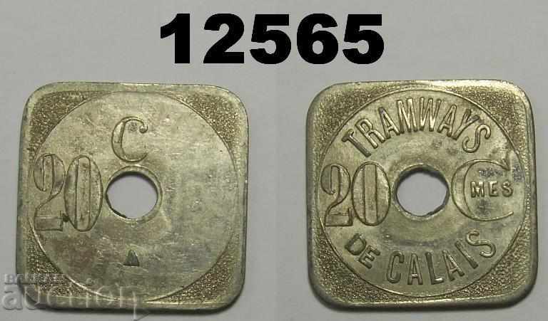 Tramways de Calais 20 centimes рядък жетон
