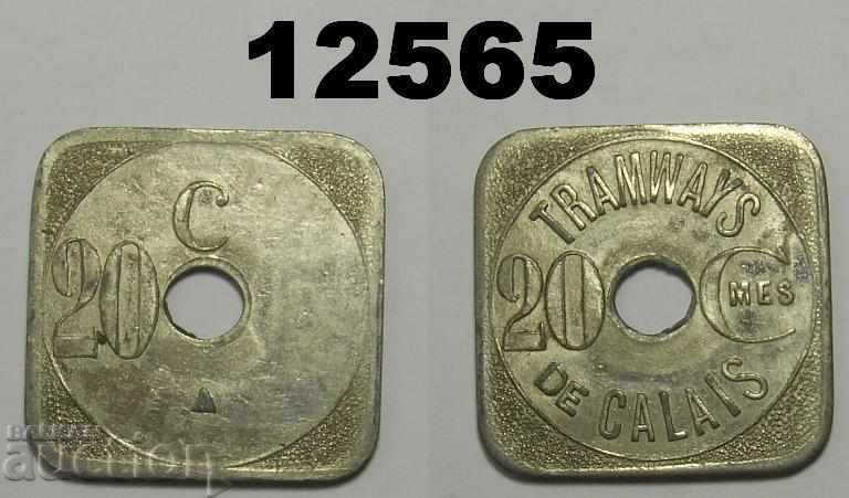 Tramways de Calais 20 centimes rare token