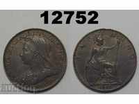 Marea Britanie 1 fart 1896 Excelentă monedă XF +