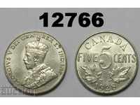 Канада 5 цента 1928 XF+ отлична монета