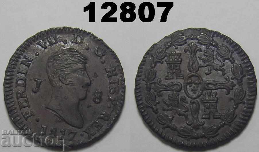 Испания 8 мараведис 1817 монета