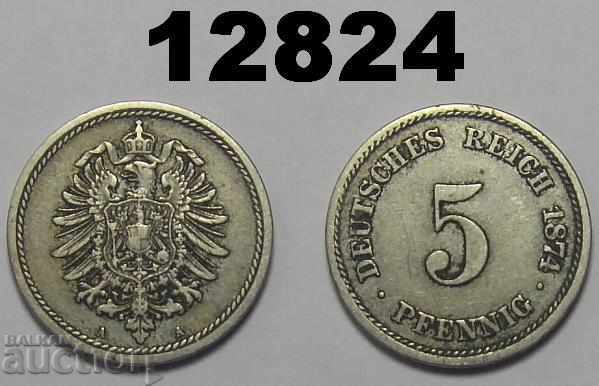 Германия 5 пфенига 1874 А монета