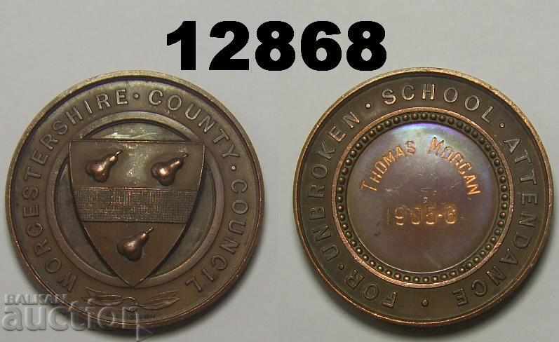 Worcestershire County Council 1905-6 Μετάλλιο για αδιάσπαστο σχο