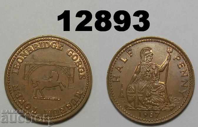 Jumătate de penny 1987 jetonul muzeului Ironbridge Gorge