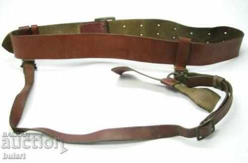 OLD BULGARIAN LEATHER OFFICER BELT OFFICIAL BELT - 5
