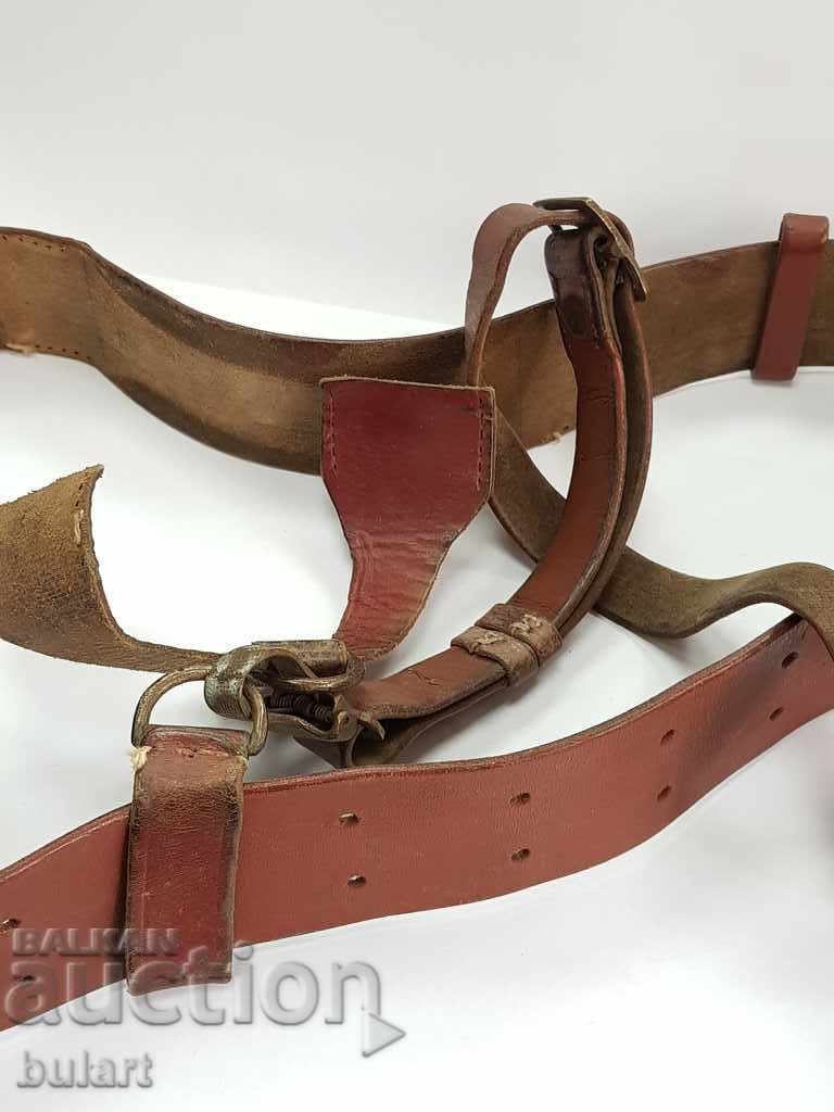 OLD BULGARIAN LEATHER OFFICER BELT OFFICIAL BELT - 6