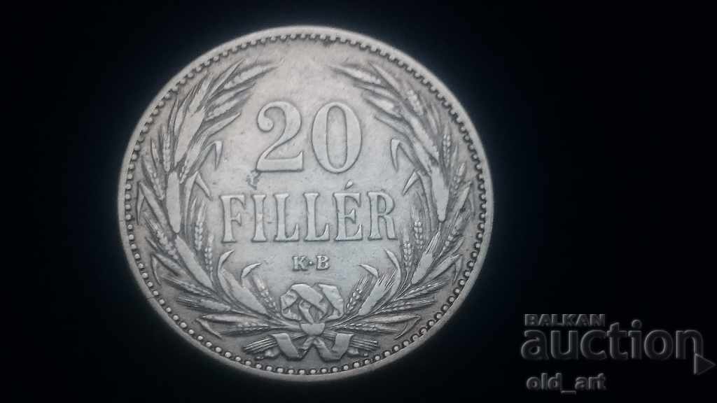Monedă - Ungaria, 20 filiere 1894