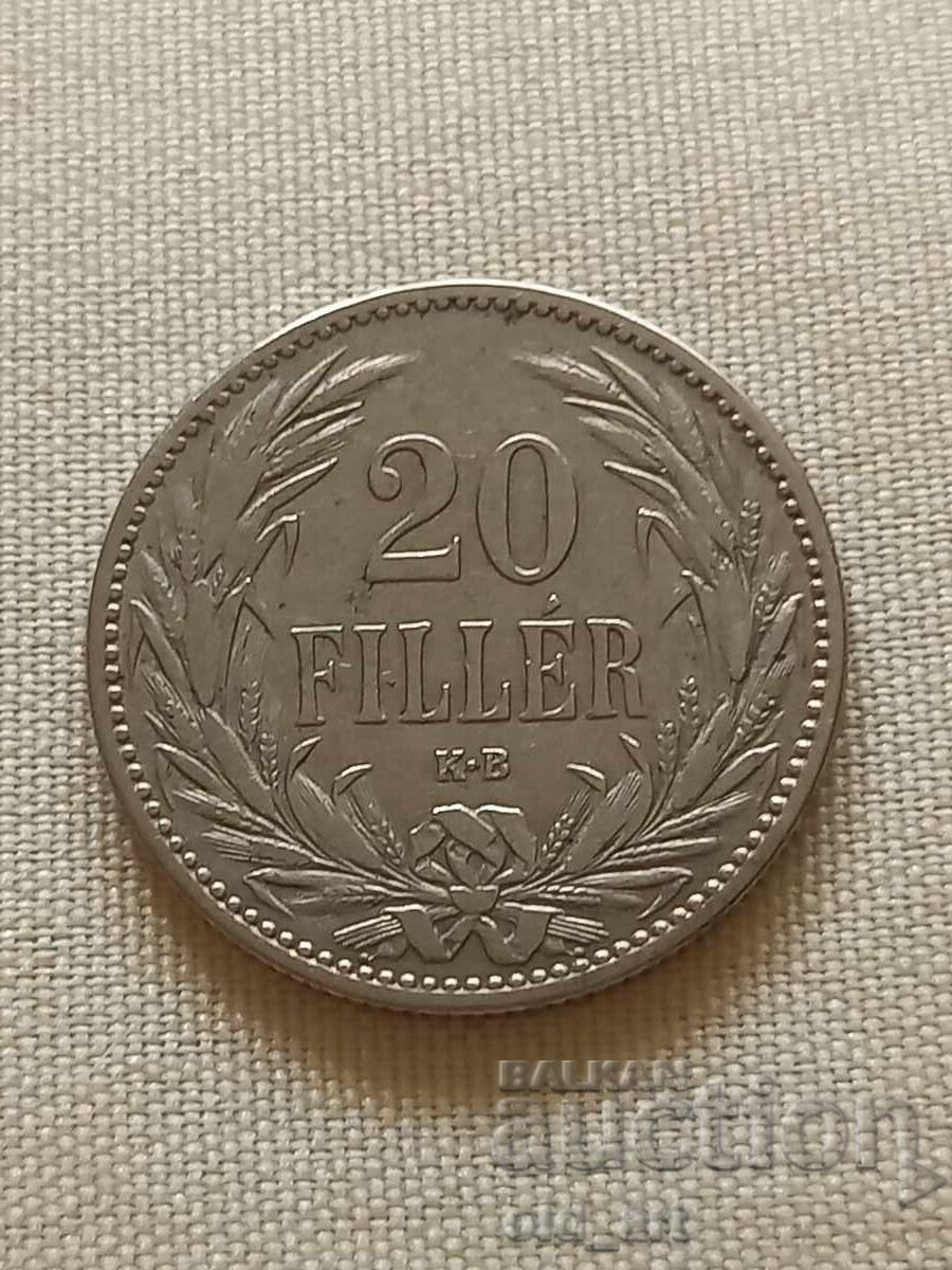 Monedă - Ungaria, 20 filiere 1894