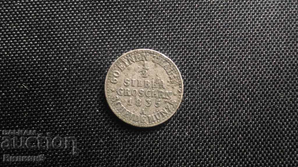 1/2 Silver Fur 1835 '' A '' Prussia Rare