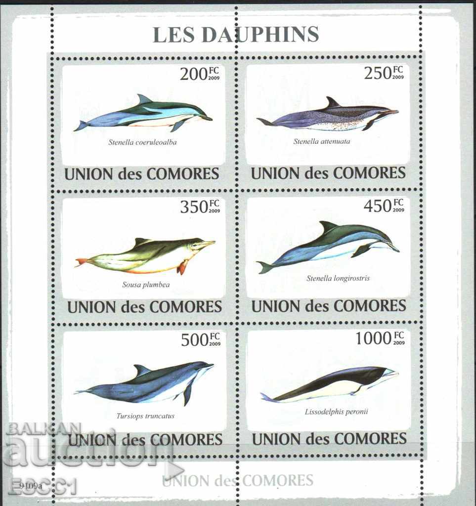 Чист блок Морска Фауна Делфини 2009 от Коморски острови