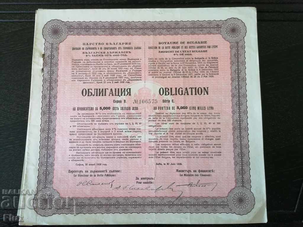 Royal Bond Bulgarian government loan 6% 1928