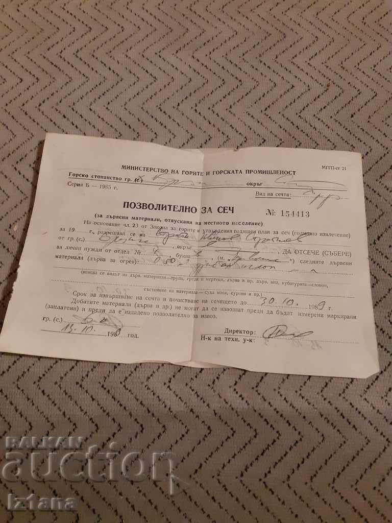 Old logging permit