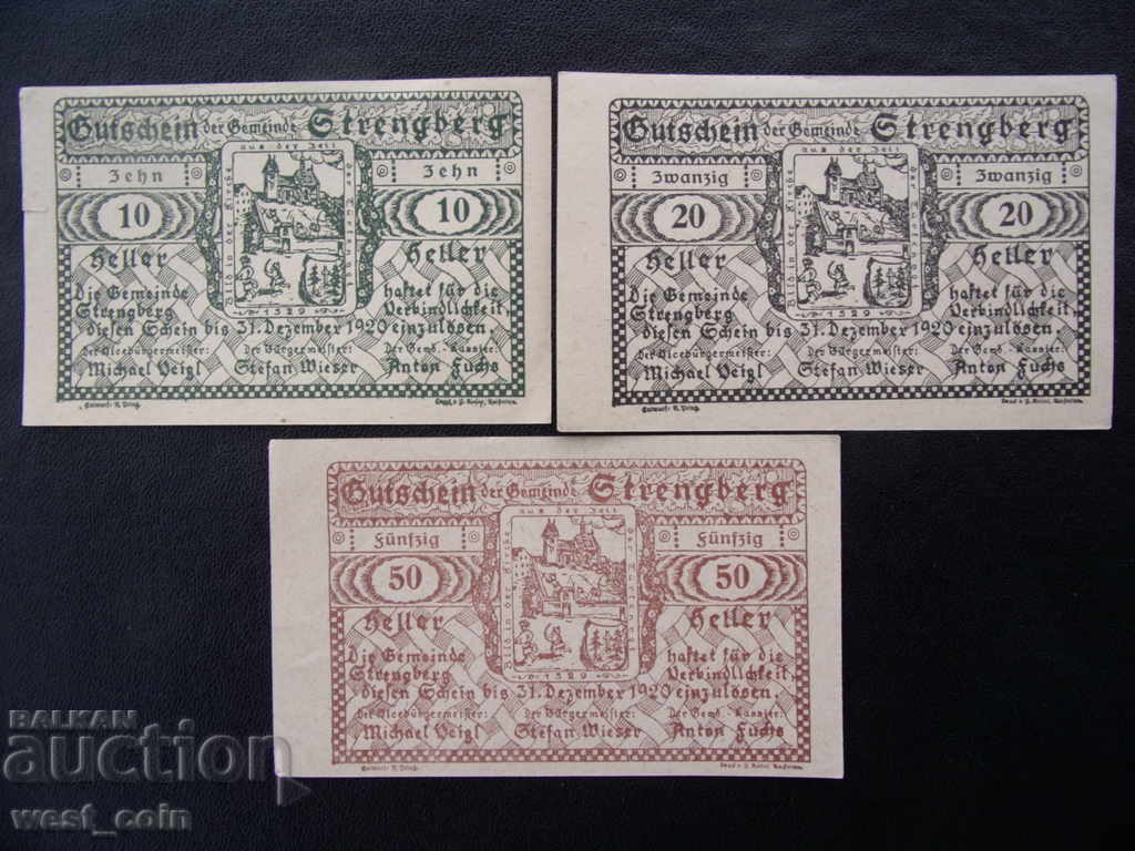 Austria Strengberg 1920 UNC Banknote Set