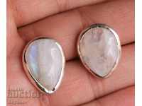 Ασημένια σκουλαρίκια με φυσική πέτρα φεγγάρι