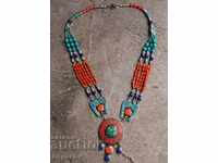 Tibetan Necklace Turquoise and Red Coral