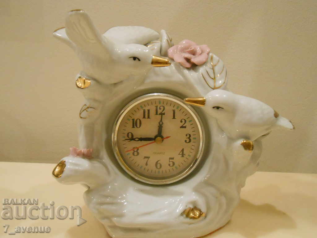 Ρολόι πορσελάνη, από πορσελάνη, πτηνά, χαλαζία Ρολόι πορσελάνη, από πορσελάνη, πτηνά, χαλαζία
