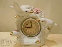 Porcelain clock, made of porcelain, birds, quartz