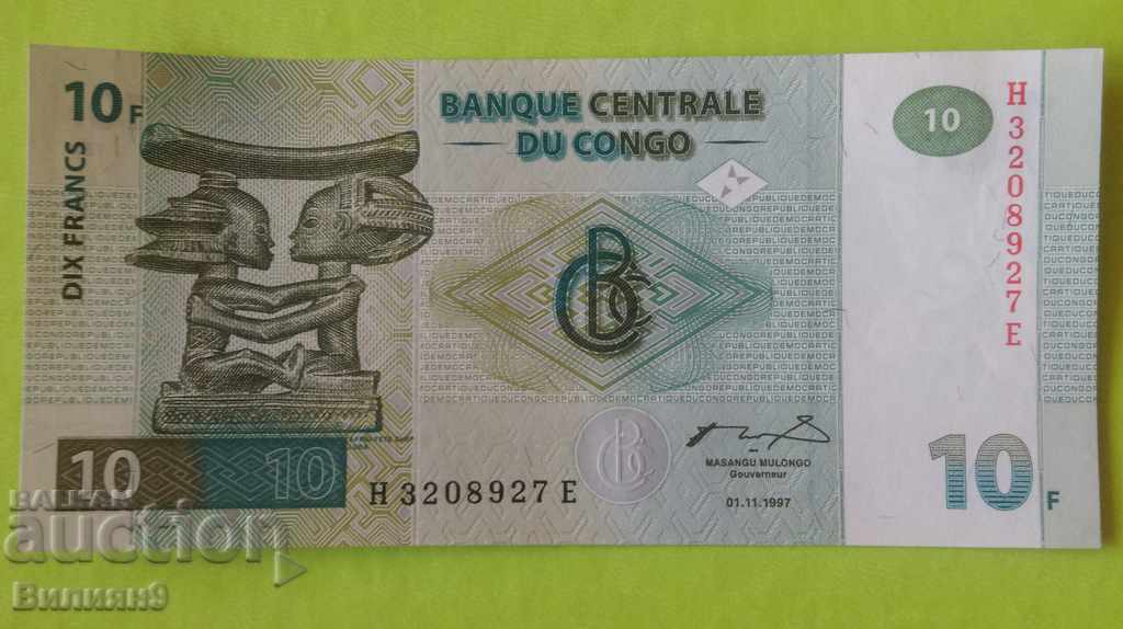 10 франка 1997 Конго UNC