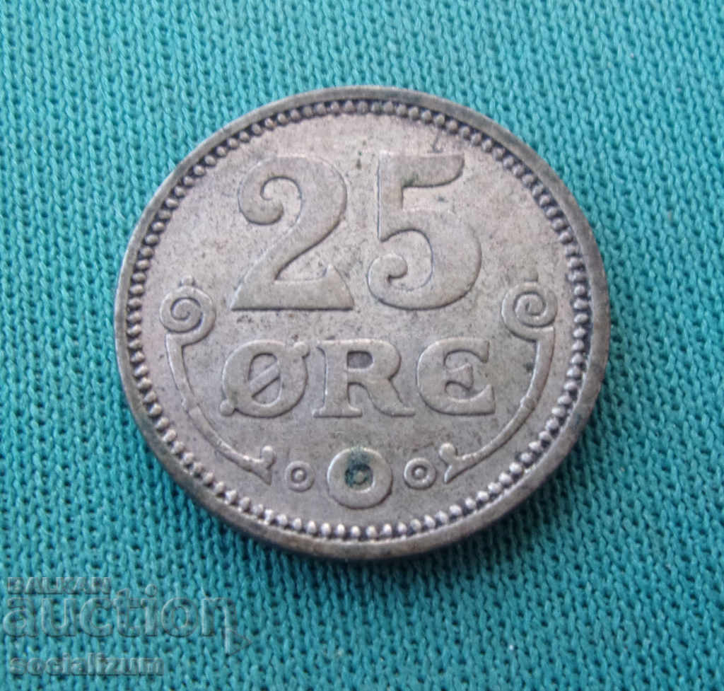 Denmark 25 Ore 1913 (h) VBP; GJ Rare UNC