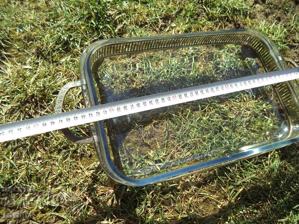 Auction BEAUTIFUL OLD BRAZIL GLASS BASE WITH METAL BASE Auction BEAUTIFUL OLD BRAZIL GLASS BASE WITH METAL BASE