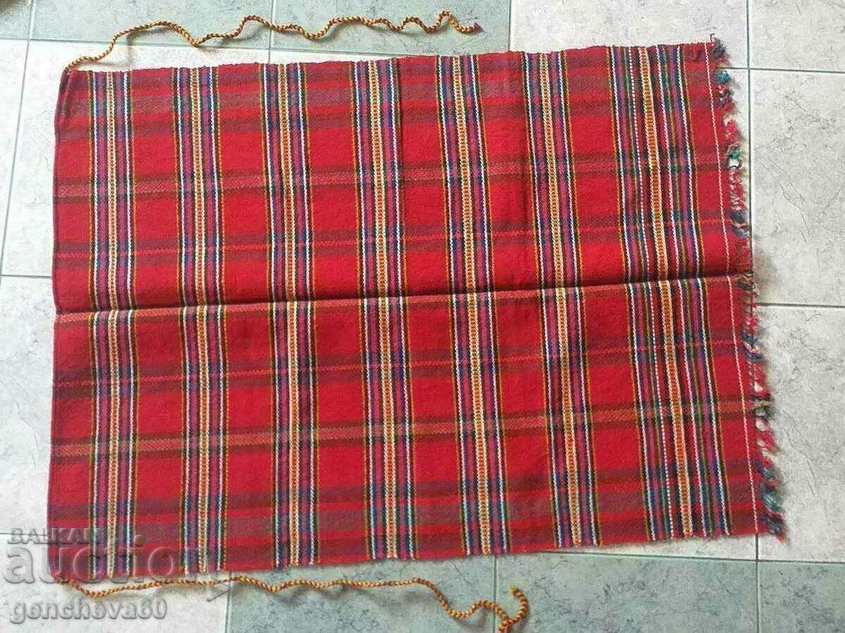 Large authentic apron / hand-woven plaid