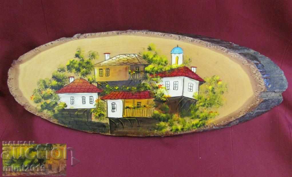 Original Painting - Wide Bow Oil on Wood Bulgaria