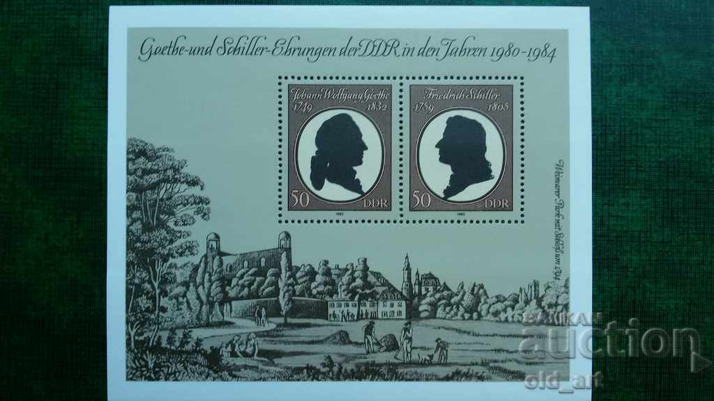 Postage stamps - GDR Block, Goethe and Schiller