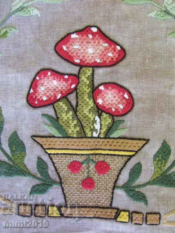 Auction 19th Century Hand Embroidery Panel, Cotton Tapestry Auction 19th Century Hand Embroidery Panel, Cotton Tapestry