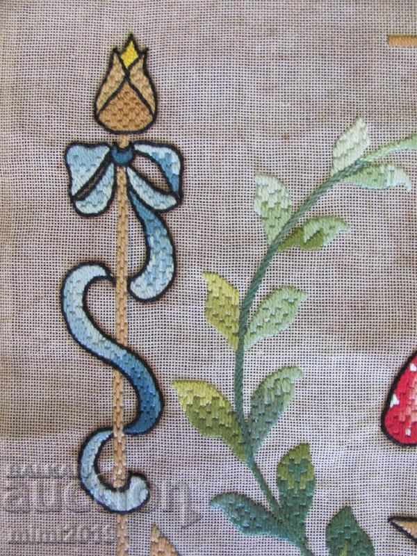 19th Century Hand Embroidery Panel, Cotton Tapestry - 5 19th Century Hand Embroidery Panel, Cotton Tapestry - 5