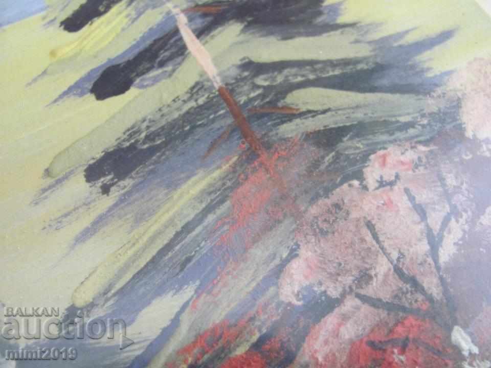 Delivery of Old Painting oil on cardboard Signed Totev Delivery of Old Painting oil on cardboard Signed Totev