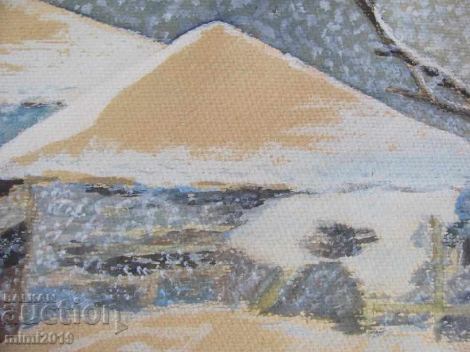 Old Original Watercolor - Winter Landscape Signed - 5