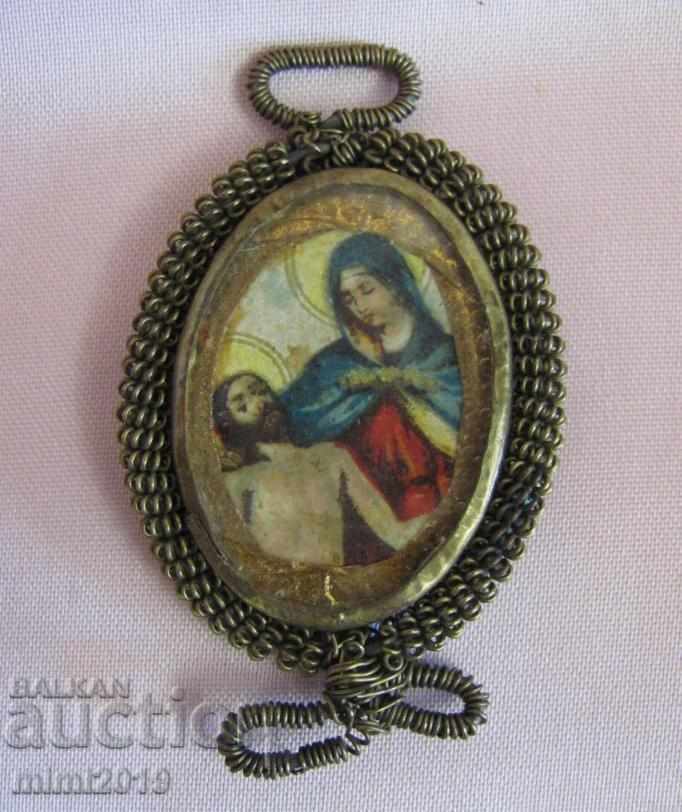 Delivery of 19th Century Gold Plated Breastplate Icon, Pendant Delivery of 19th Century Gold Plated Breastplate Icon, Pendant