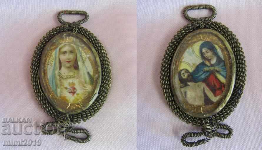 19 век Позлатена Нагръдна Икона, Медальон