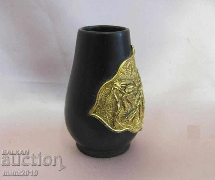 1900s Art Nouveau Secession Vase Gilded Volcanite Rare with price 120.00 BGN | € 61.36