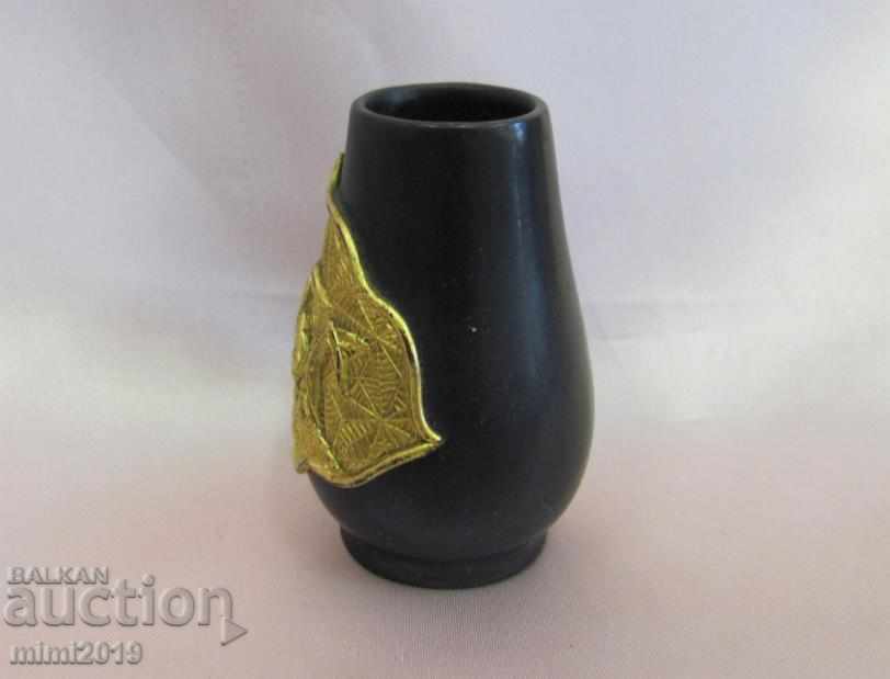 Auction  1900s Art Nouveau Secession Vase Gilded Volcanite Rare