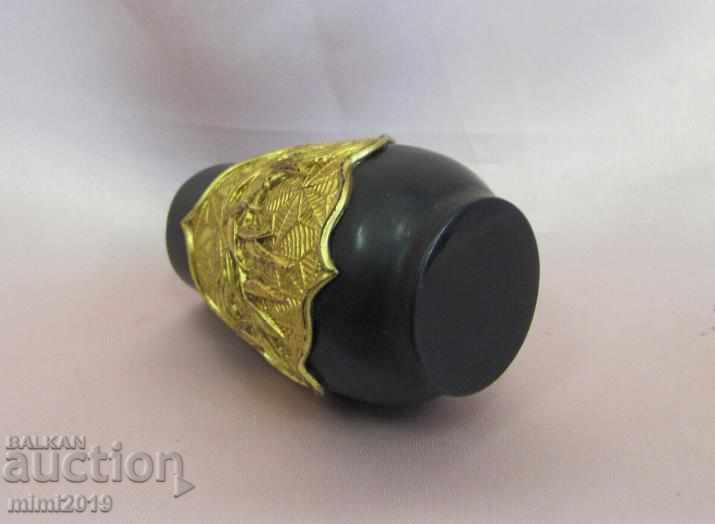 1900s Art Nouveau Secession Vase Gilded Volcanite Rare - 6