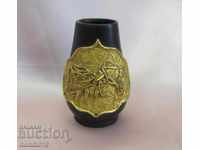 1900s Art Nouveau Secession Vase Gilded Volcanite Rare