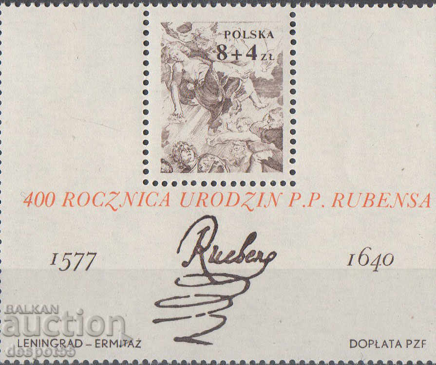 1977. Polonia. 400 de ani de la nașterea lui Rubens. Block.