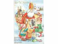 Old postcard - Christmas greeting card - embossed and 3-d