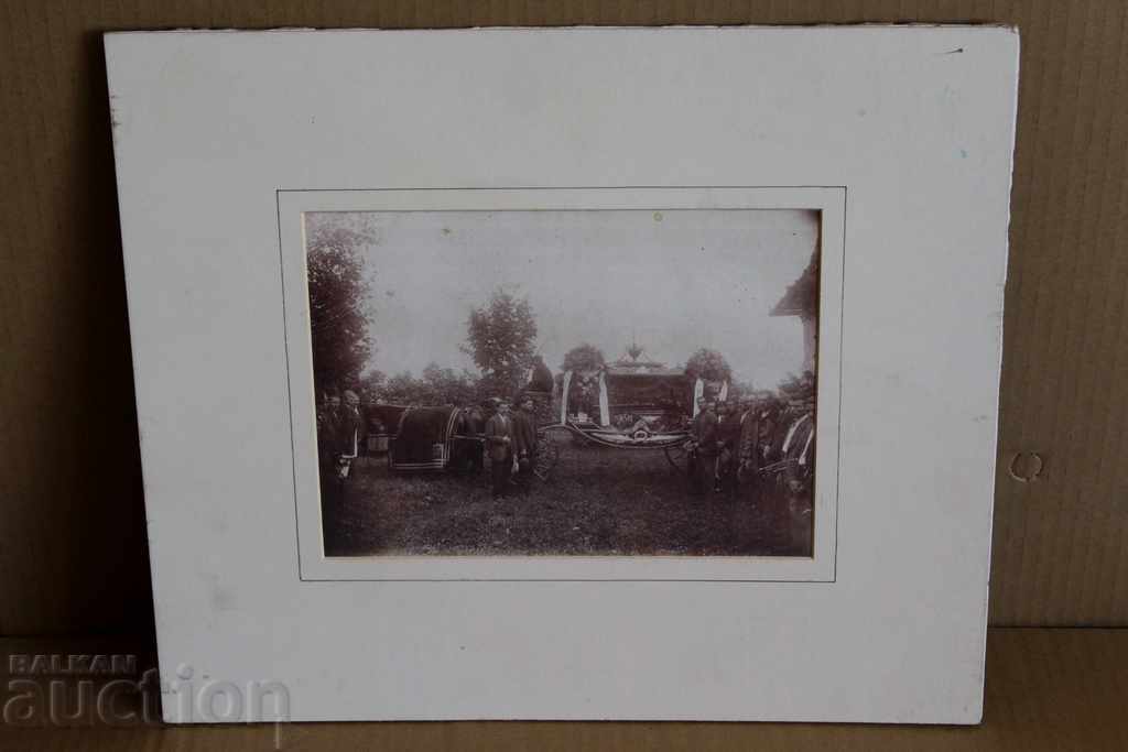 . BURIAL CARRIAGE CARRIAGE HORSE OLD PHOTO CARDBOARD